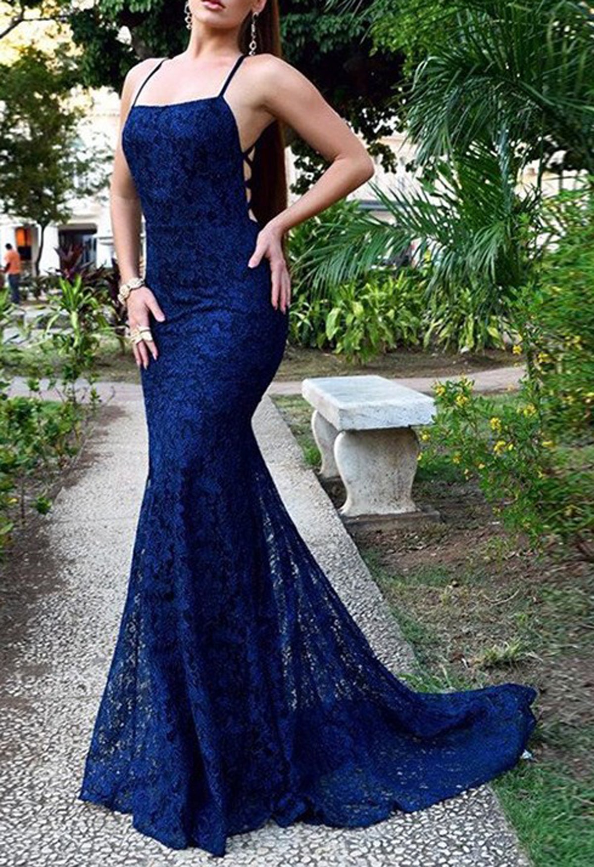 Women Open Back Prom Dress Long Lace Evening Gowns Fashion Mermaid Party Dress YPD852