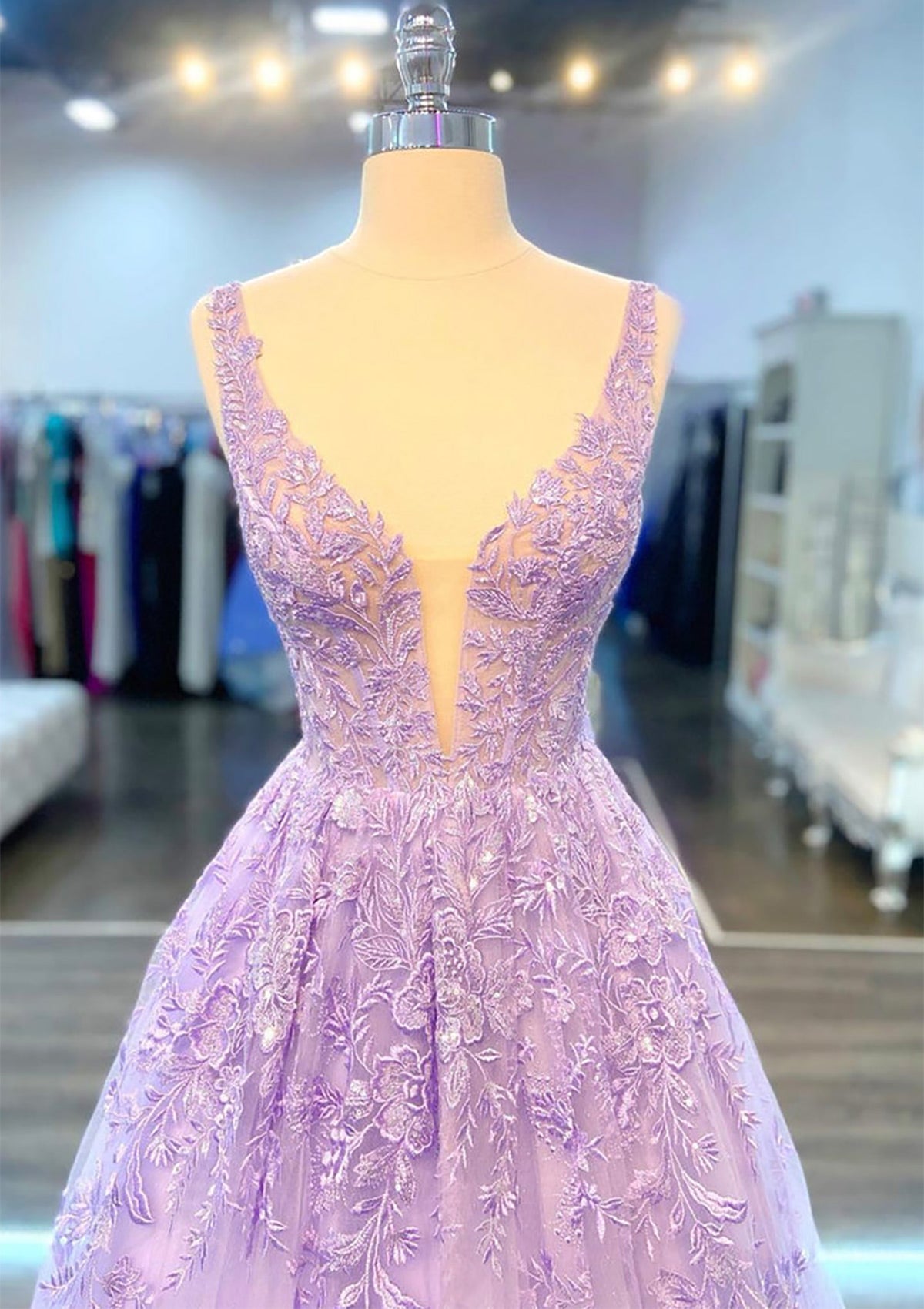 Women V-Neck Prom Dress Long Appliques Evening Gowns Princess Party Dress YPD794