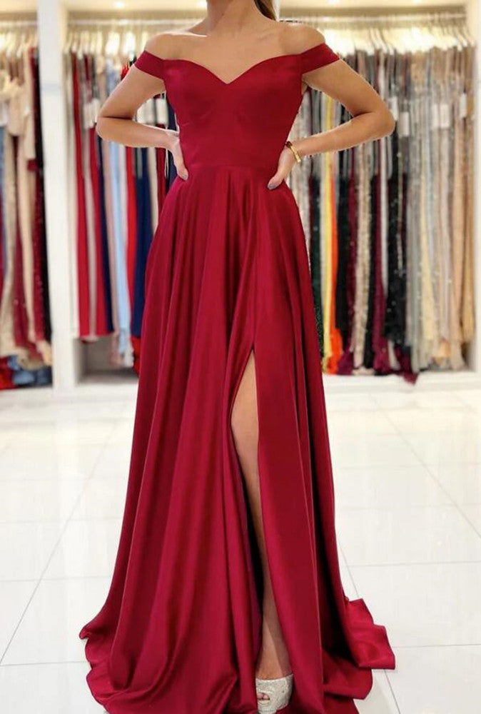 Women Side Split Prom Dresses Long V-Neck Evening Gowns Formal Party Dress YPD512