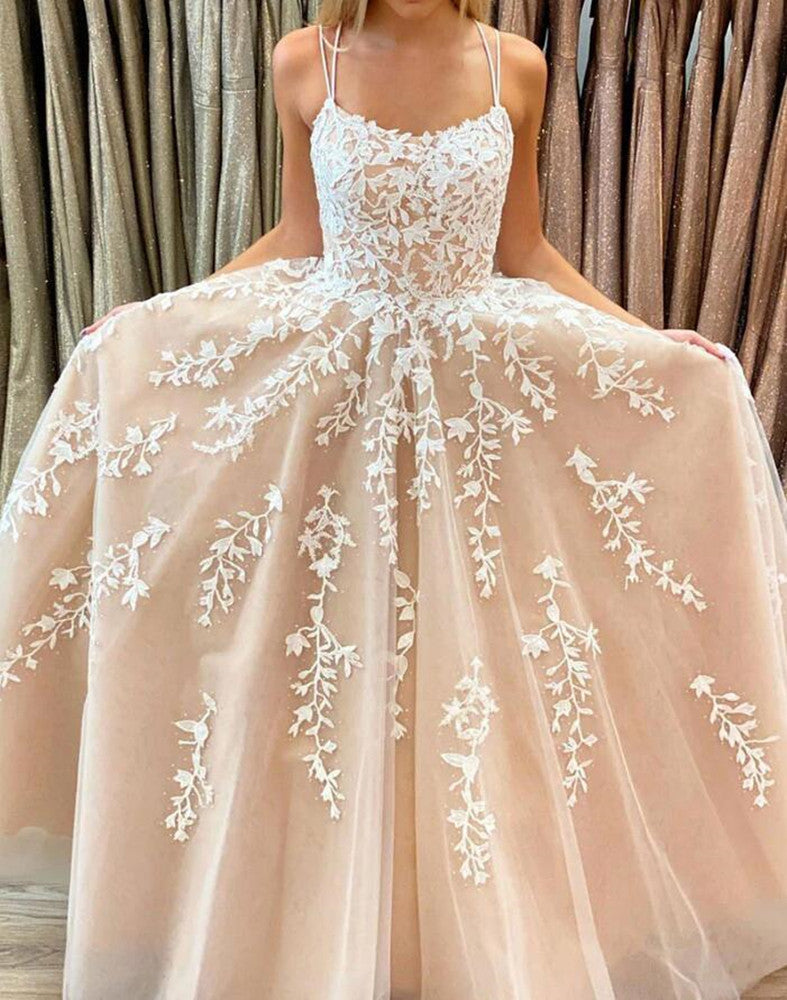Women Lace Prom Dresses Long Appliques Evening Gowns Formal Party Dress YPD521