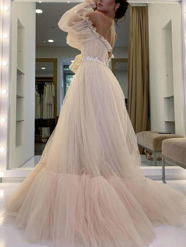 Women Tulle Prom Dresses Long Lace Evening Gowns Formal Party Dress YPD501