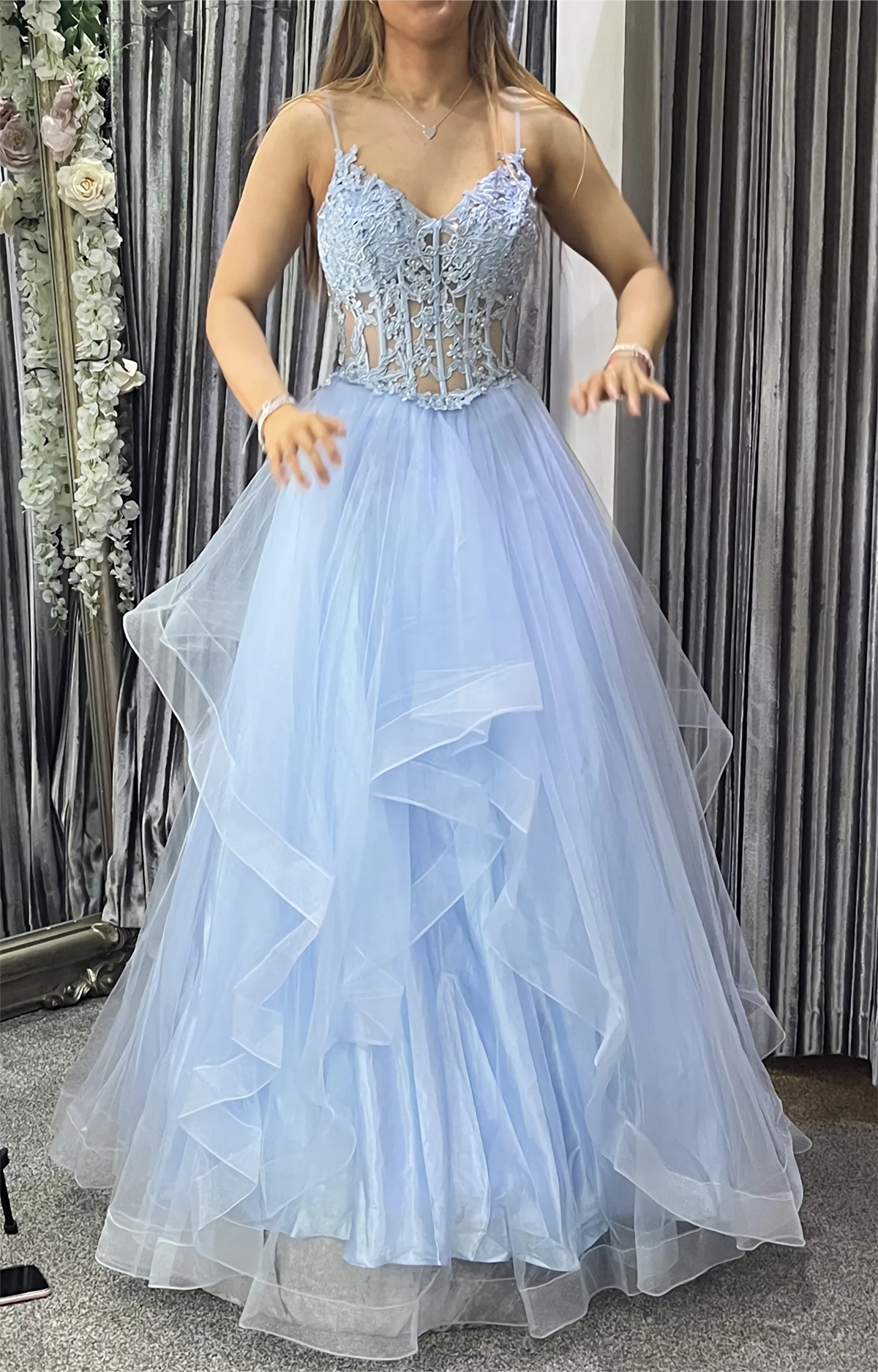 Women Lace Prom Dresses Long Appliques Evening Gowns Formal Party Dress YPD552