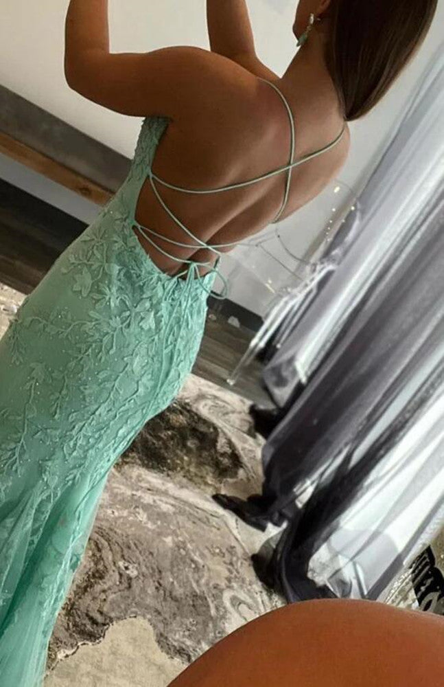 Women Lace Prom Dresses Long Appliques Evening Gowns Formal Party Dress YPD493