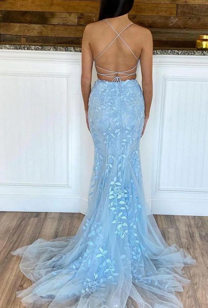 Women Lace Prom Dresses Long Appliques Evening Gowns Formal Party Dress YPD495