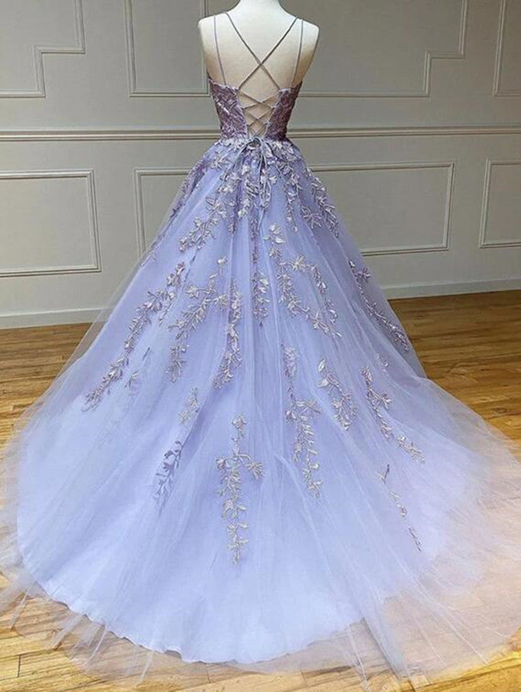 Women Lace Prom Dresses Long Appliques Evening Gowns Formal Party Dress YPD520