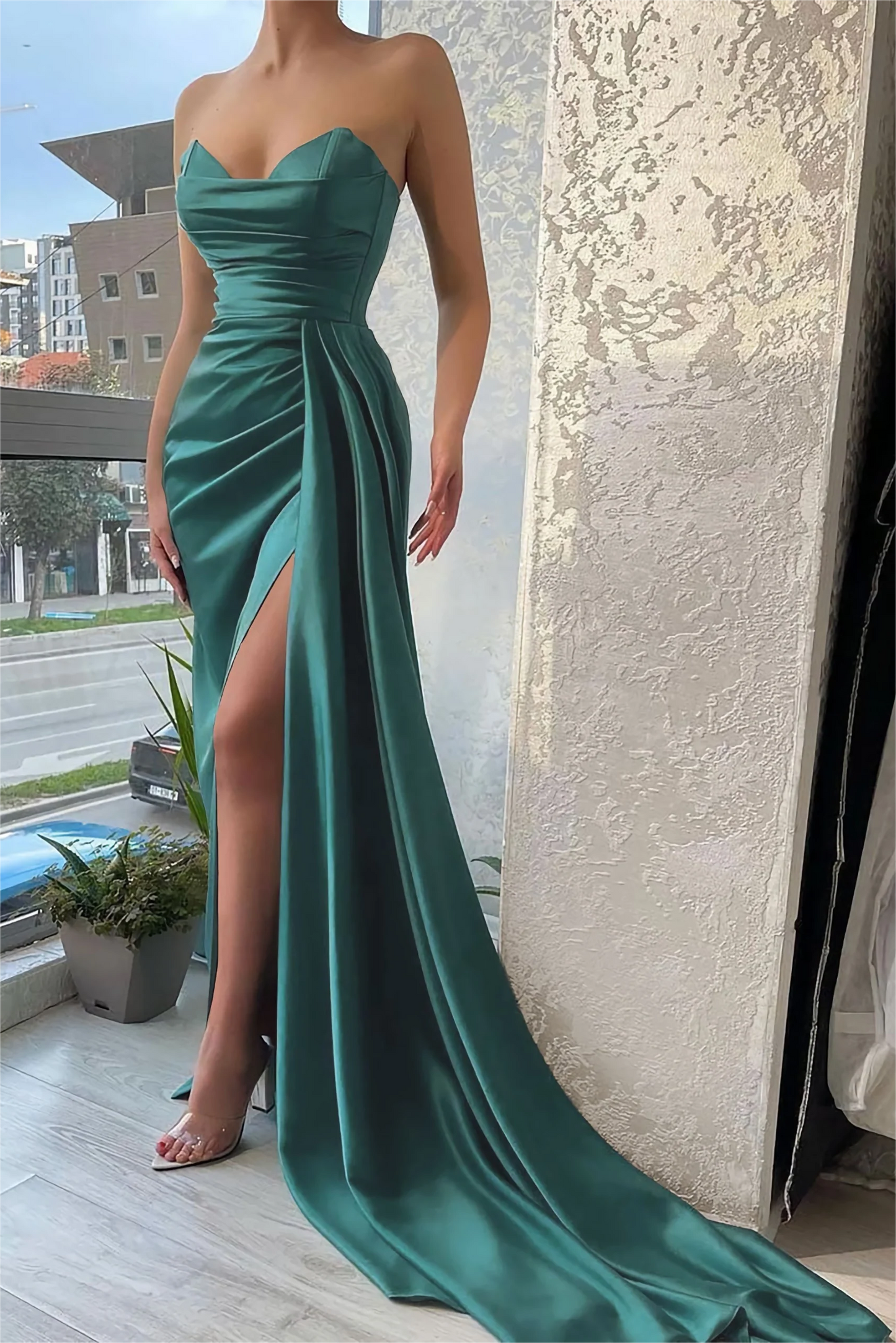 Women Side Split Prom Dresses Long Train Evening Gowns Formal Party Dress YPD533