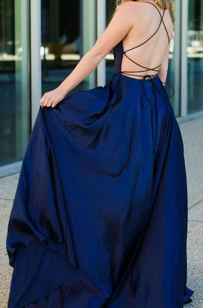 Women Satin Prom Dresses Long Backless Evening Gowns Formal Party Dress YPD486