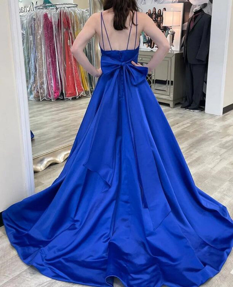 Women Satin Prom Dresses Long V-Neck Evening Gowns Formal Party Dress YPD490