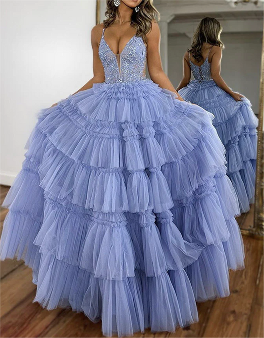 Women Beads Prom Dresses Long V-Neck Evening Gowns Formal Party Dress YPD467