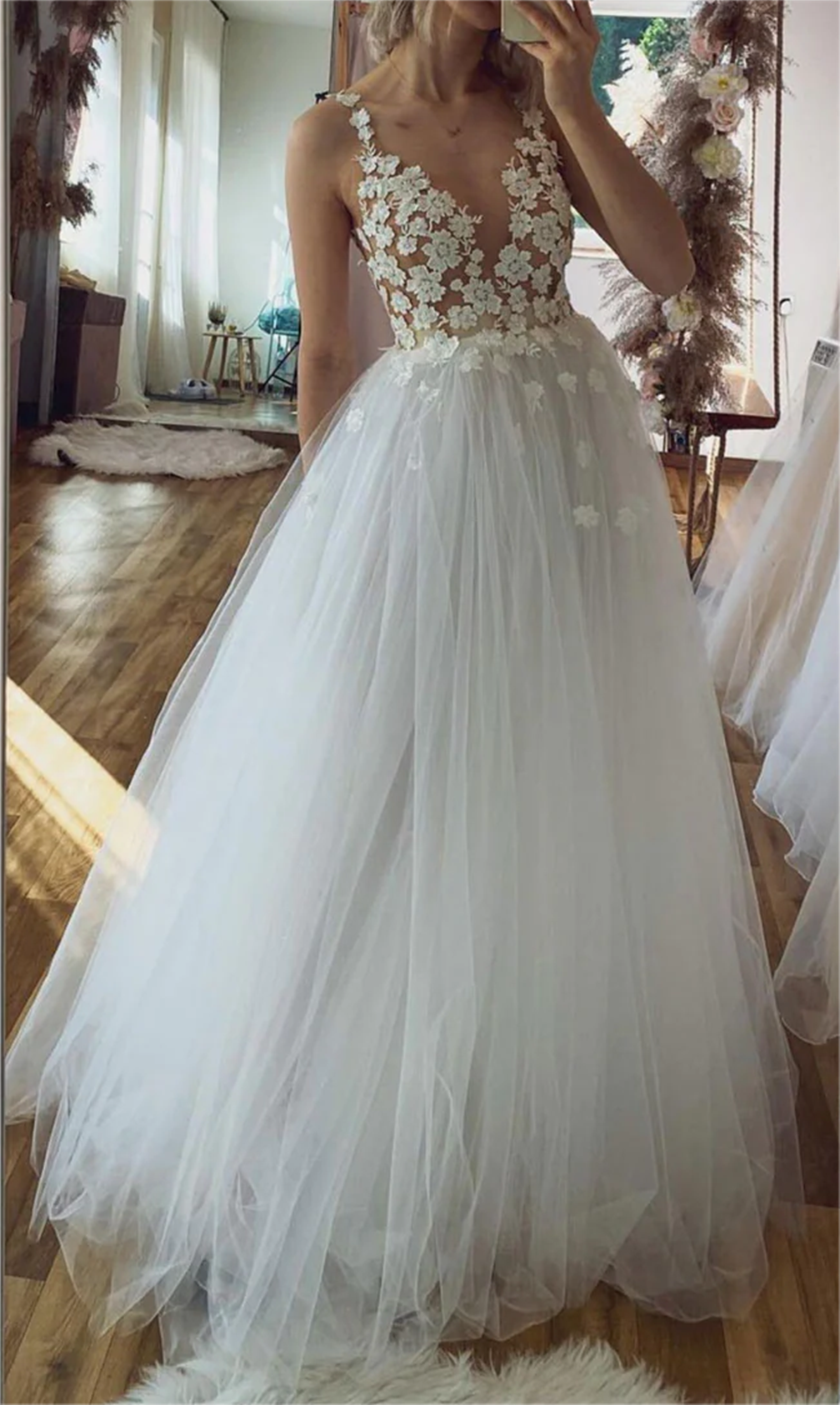 Women Lace Prom Dresses Long V-Neck Evening Gowns Formal Party Dress YPD497