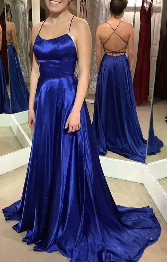 Women Side Slit Prom Dresses Long Satin Evening Party Dress YPD178