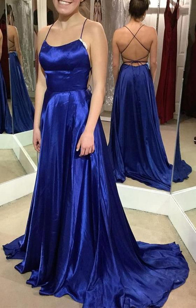 Women Side Slit Prom Dresses Long Satin Evening Party Dress YPD178