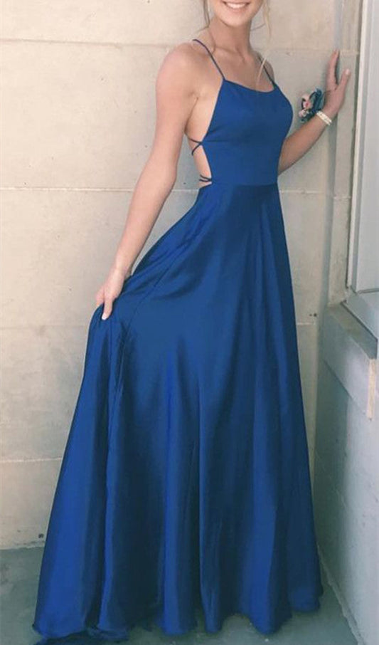 Women Side Slit Prom Dresses Long Satin Evening Party Dress YPD180