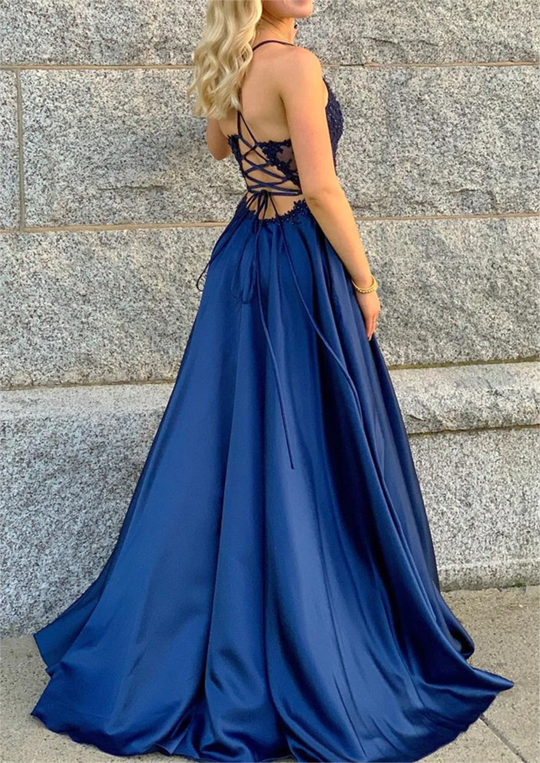 Women Lace Prom Dresses Long V-Neck Evening Gowns Formal Party Dress YPD559