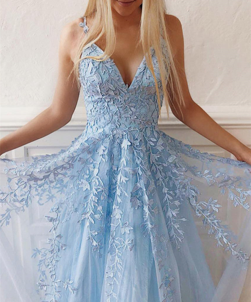 Women Lace Prom Dresses Long Appliques Evening Party Dress YPD114