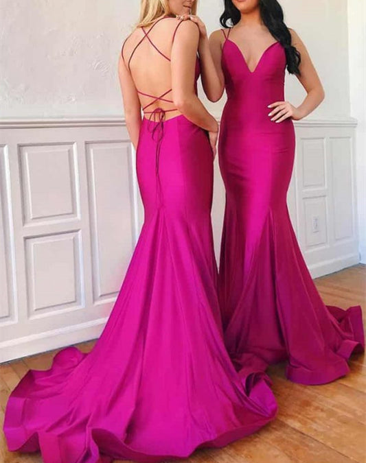 Women Mermaid Prom Dresses Long Satin Evening Party Dress YPD181