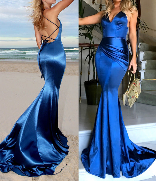 Women Mermaid Prom Dresses Long Satin Evening Party Dress YPD183