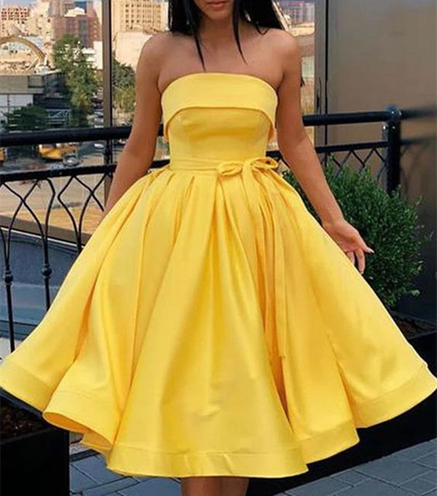 Women Satin Prom Dresses Short Cocktail Gowns Girls Homecoming Dresses Short Graduation Dress YHD098