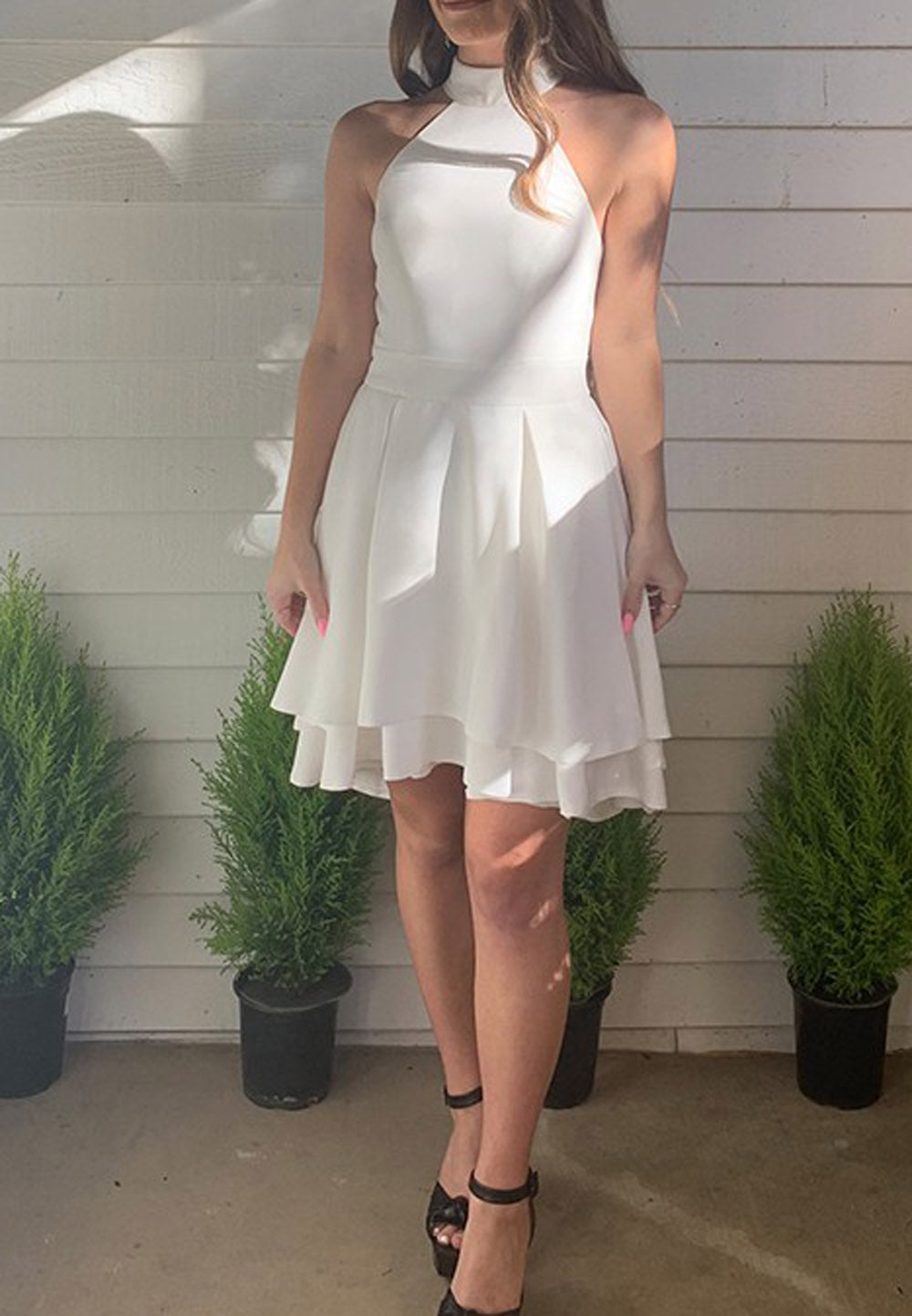 Women A-Line/Princess Prom Dresses Short Halter Cocktail Gowns Girls Sleeveless Homecoming Dresses Short Graduation Dress YHD304