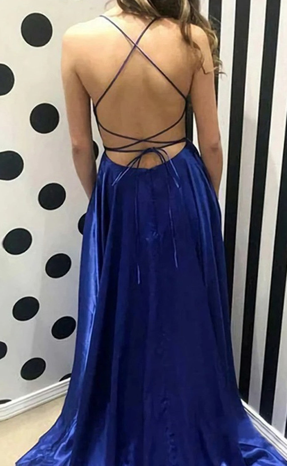 Women A-Line Slit Prom Dresses Long Spaghetti Straps Evening Gowns Formal Party Dress YPD568