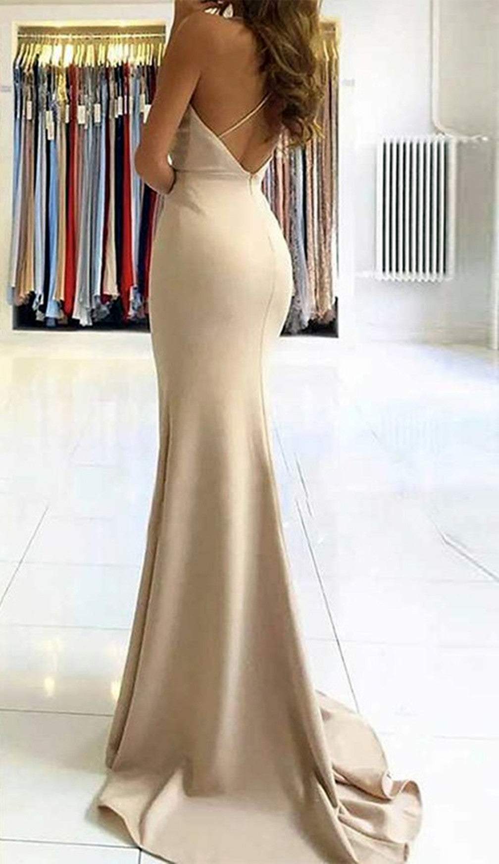 Women Sheath Slit Prom Dresses Long V-Neck Evening Gowns Formal Party Dress YPD571