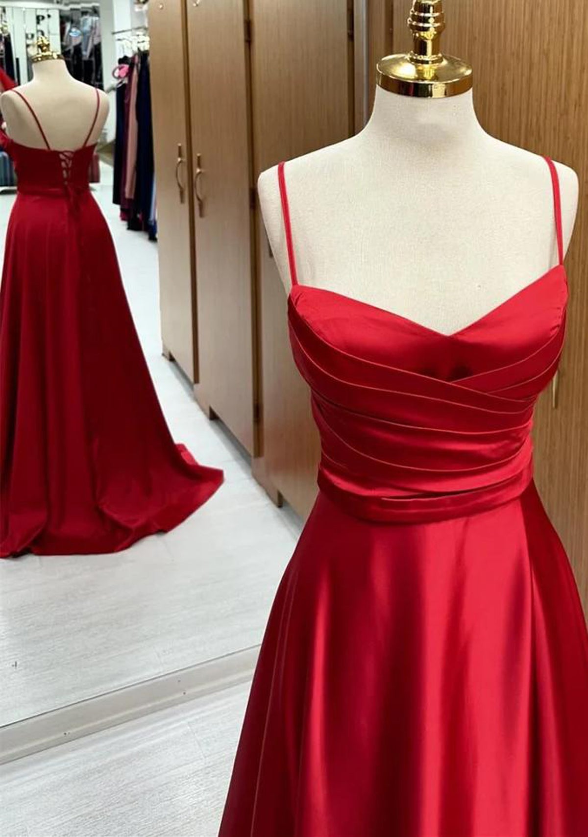 Women Spaghetti Straps Bridesmaid Dress Long Satin Prom Gowns Fashion Wedding Party Dress YBD013