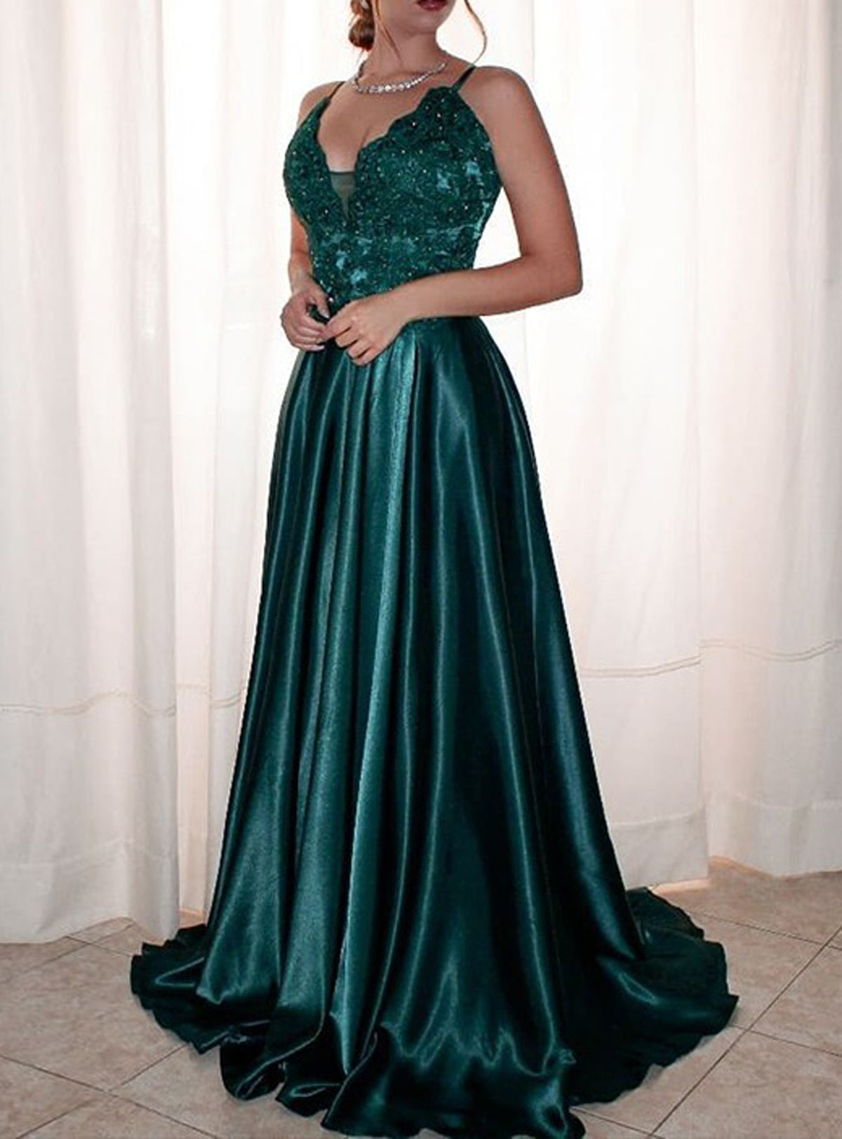 Women Side Slit Prom Dress Long Appliques Evening Gowns Fashion Formal Party Dress YPD858