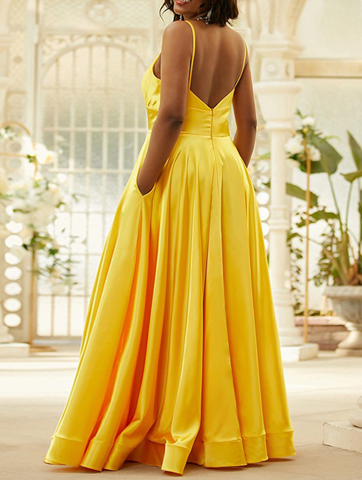 Women Satin Prom Dress Long Floor Length Evening Gowns Fashion Side Slit Party Dress YPD840