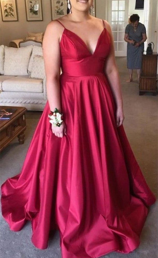 Women V-Neck Prom Dresses Long Satin Evening Party Dress YPD202