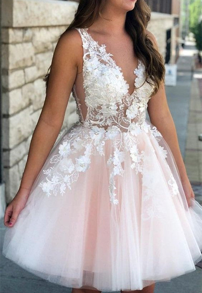 Women Lace Prom Dresses Short Cocktail Gowns Girls Appliques Homecoming Dresses Short Graduation Dress YHD035
