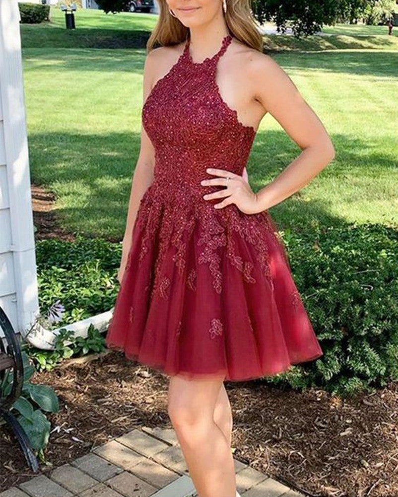 Women Lace Prom Dresses Short Cocktail Gowns Girls Appliques Homecoming Dresses Short Graduation Dress YHD036