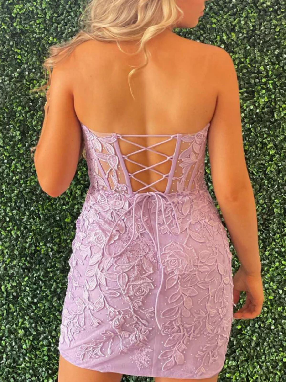 Women Short Appliques Homecoming Dresses Mini Girls Light Blue Cocktail Party Gowns YHD356
