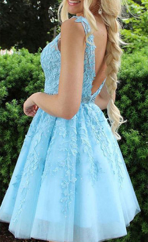 Women Lace Prom Dresses Short Cocktail Gowns Girls Appliques Homecoming Dresses Short Graduation Dress YHD030