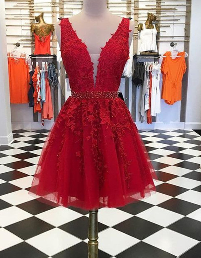 Women Lace Prom Dresses Short Cocktail Gowns Girls Appliques Homecoming Dresses Short Graduation Dress YHD034