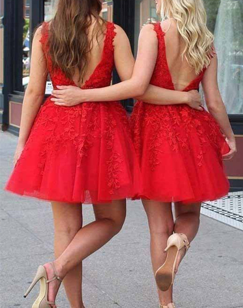 Women Lace Prom Dresses Short Cocktail Gowns Girls Appliques Homecoming Dresses Short Graduation Dress YHD033