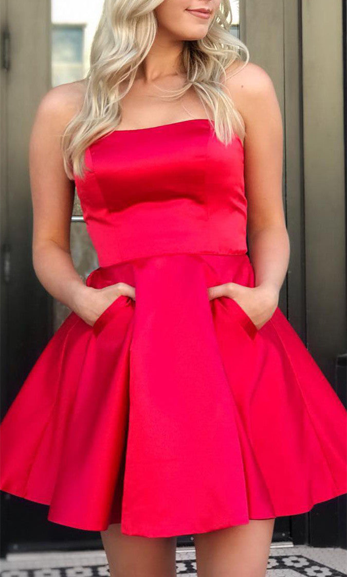 Women Satin Prom Dresses Short Cocktail Gowns Girls Homecoming Dresses Short Graduation Dress YHD118
