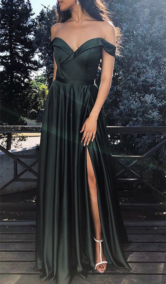 Women V-Neck Prom Dresses Long Satin Evening Party Dress YPD207