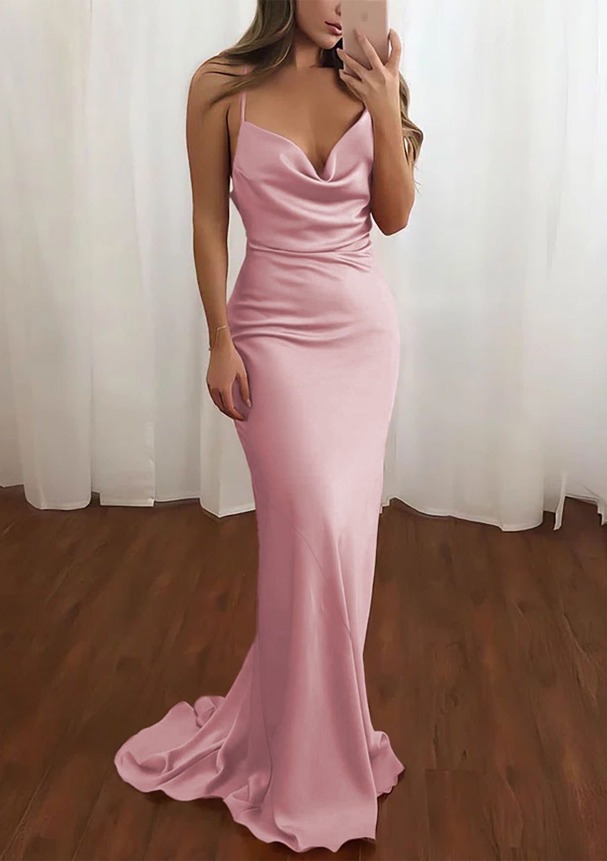 Women Spaghetti Straps Prom Dress Long Fashion Evening Gowns Simple Formal Party Dress YPD758
