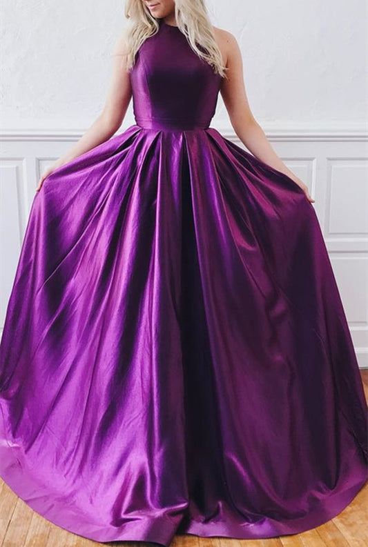 Women Open Back Prom Dresses Long Satin Evening Party Dress YPD208