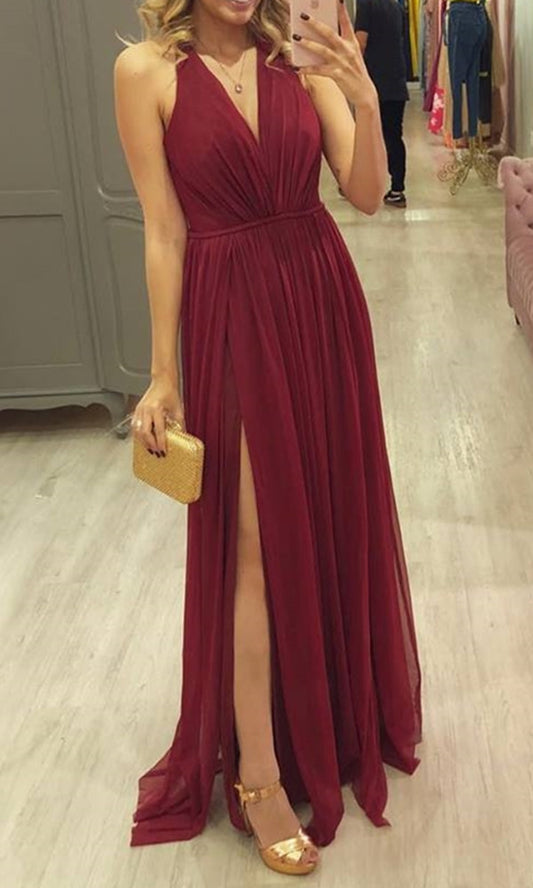 Women V-Neck Prom Dresses Long Evening Gowns Formal Party Dress YPD259