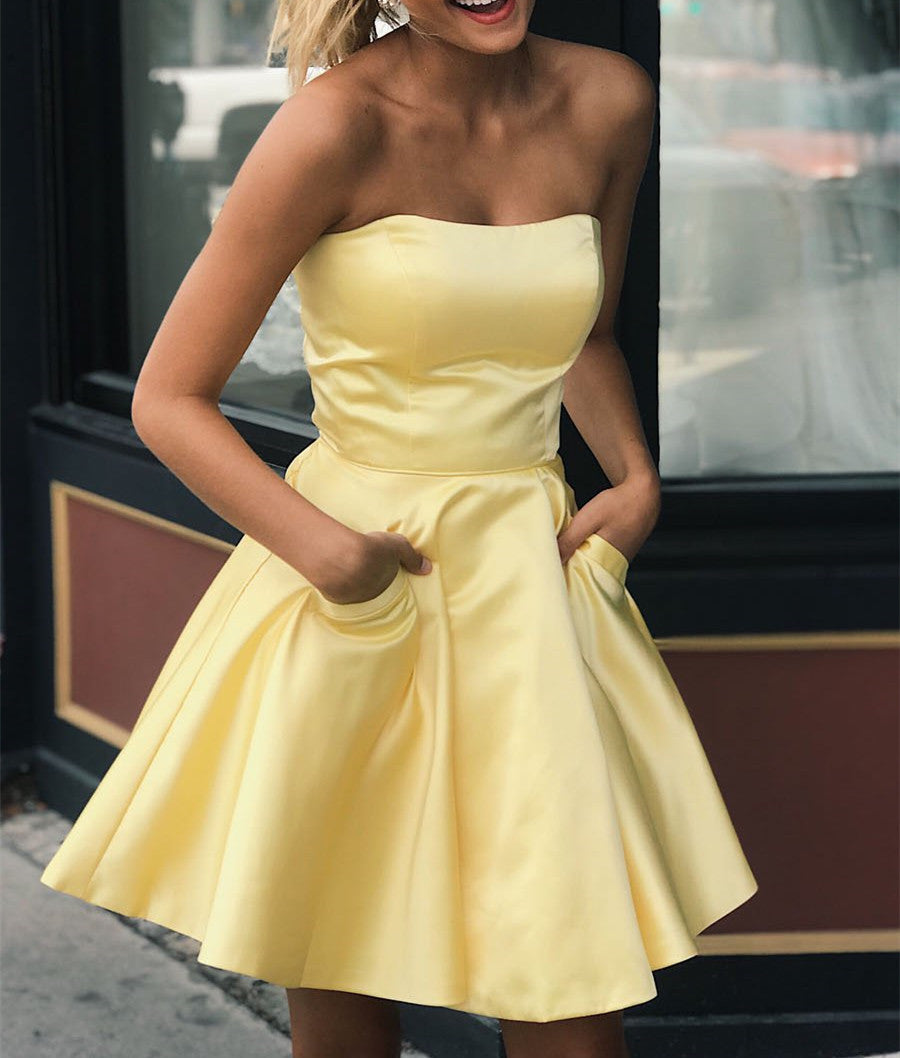 Women Satin Prom Dresses Short Cocktail Gowns Girls Homecoming Dresses Short Graduation Dress YHD128