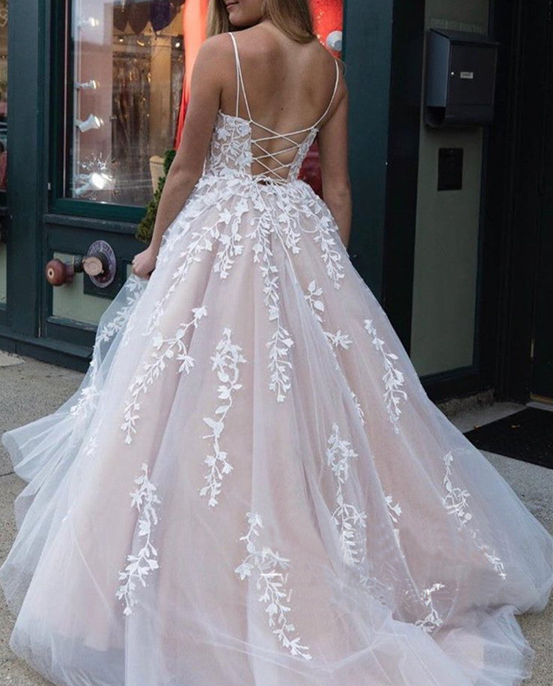 Women Lace Prom Dresses Long Appliques Evening Party Dress YPD135