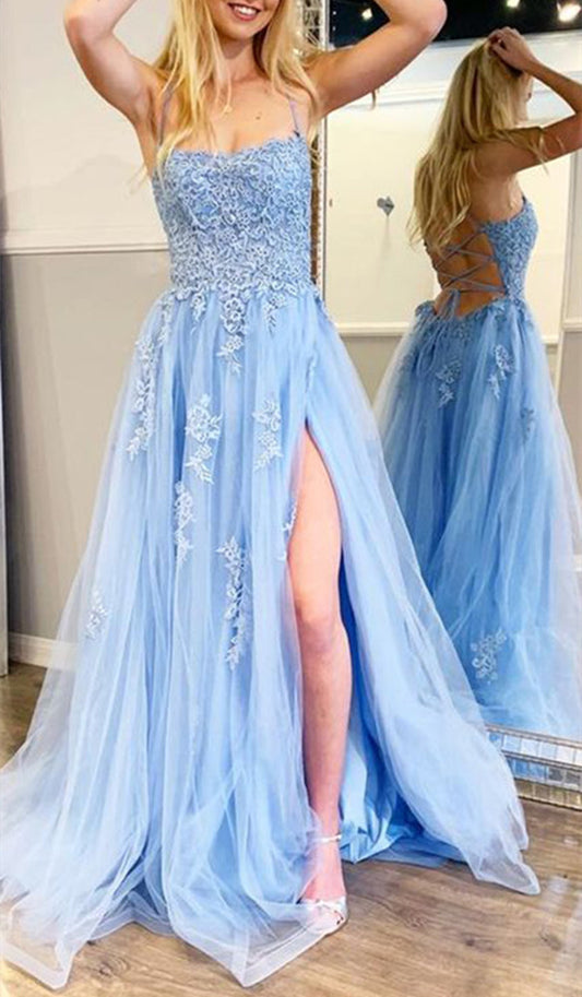 Women Lace Prom Dresses Long Appliques Evening Party Dress YPD233