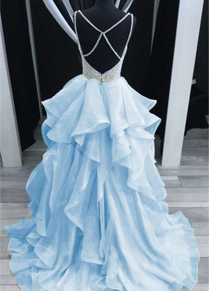 Women Beads Prom Dresses Long Sequins Evening Party Dress YPD164