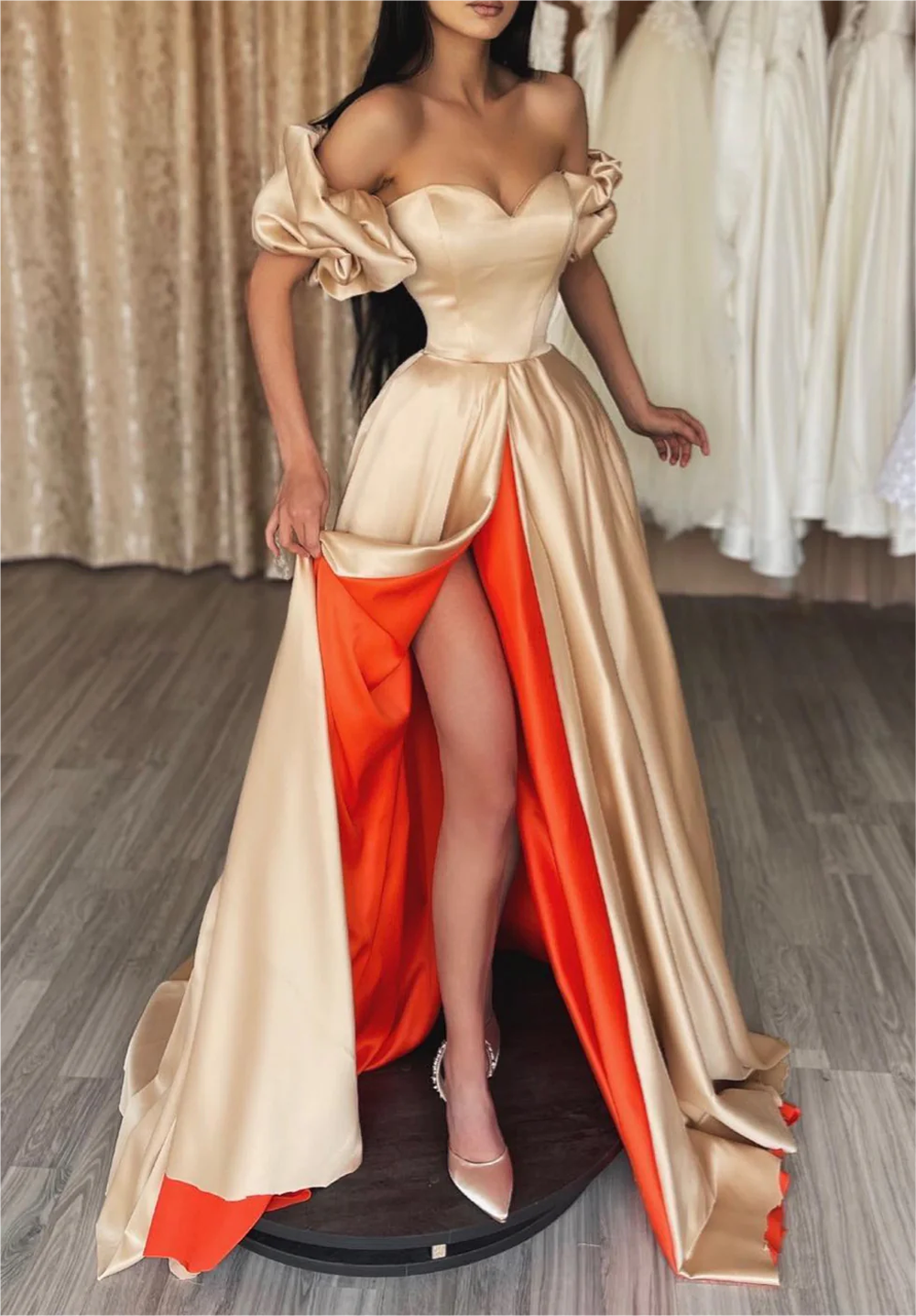 Women Sweetheart Prom Dresses Long Side Slit Evening Gowns Simple Formal Party Dress YPD723