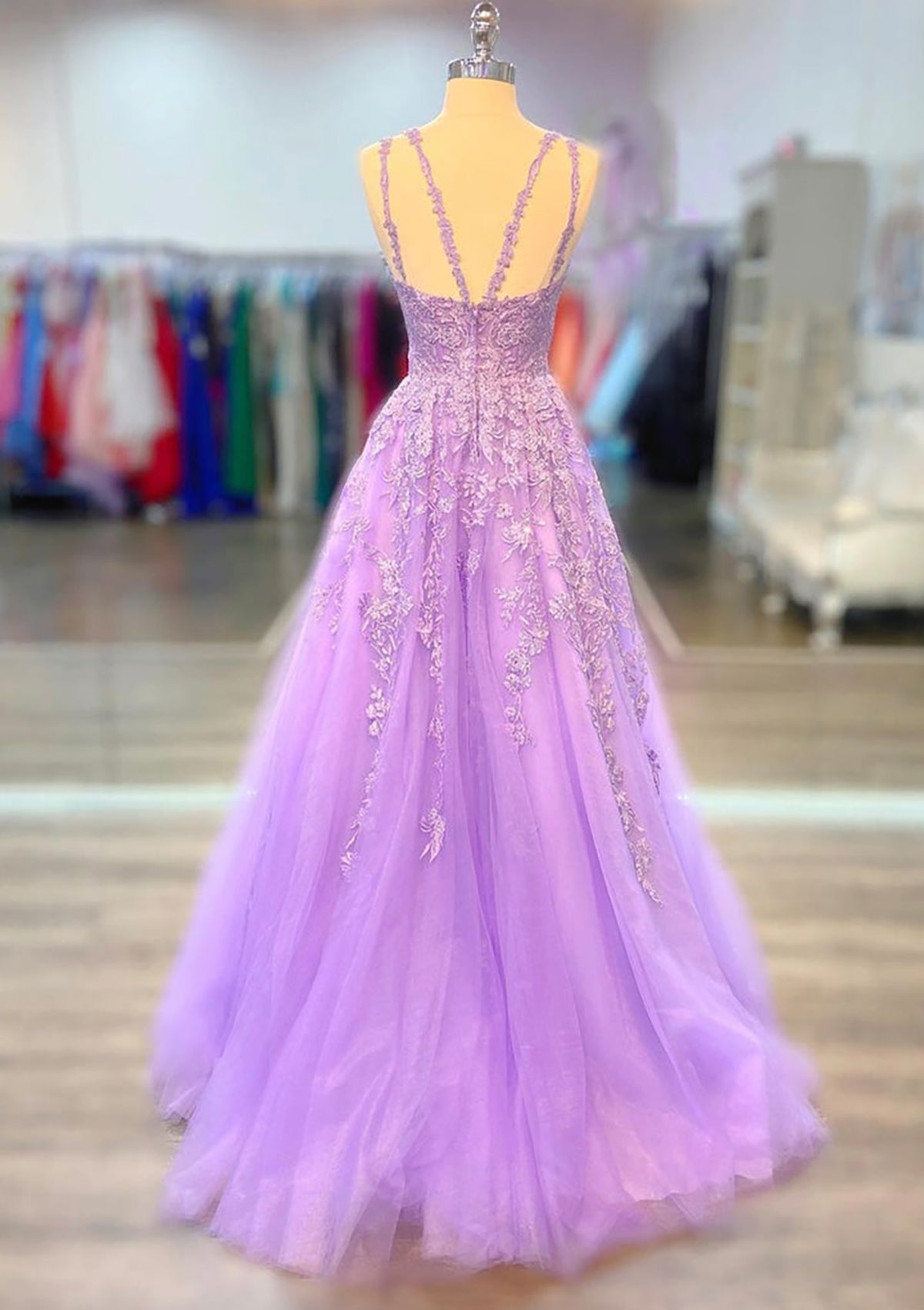 Women Tulle Appliques Prom Dress Long A-Line Evening Gowns Princess Formal Party Dress YPD790