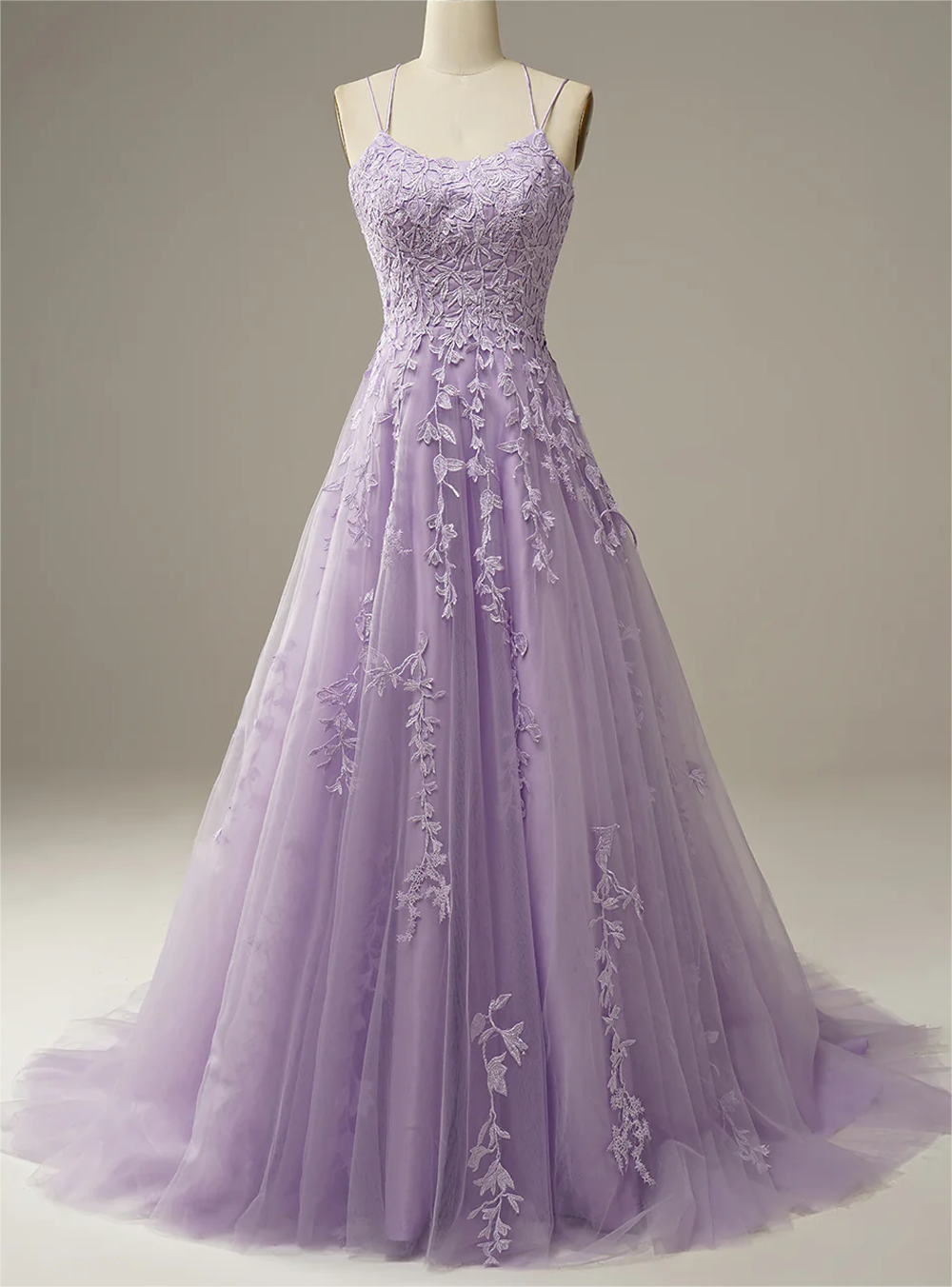 Women Tulle Appliques Prom Dress Long Spaghetti Straps Evening Gowns Princess Formal Party Dress YPD748