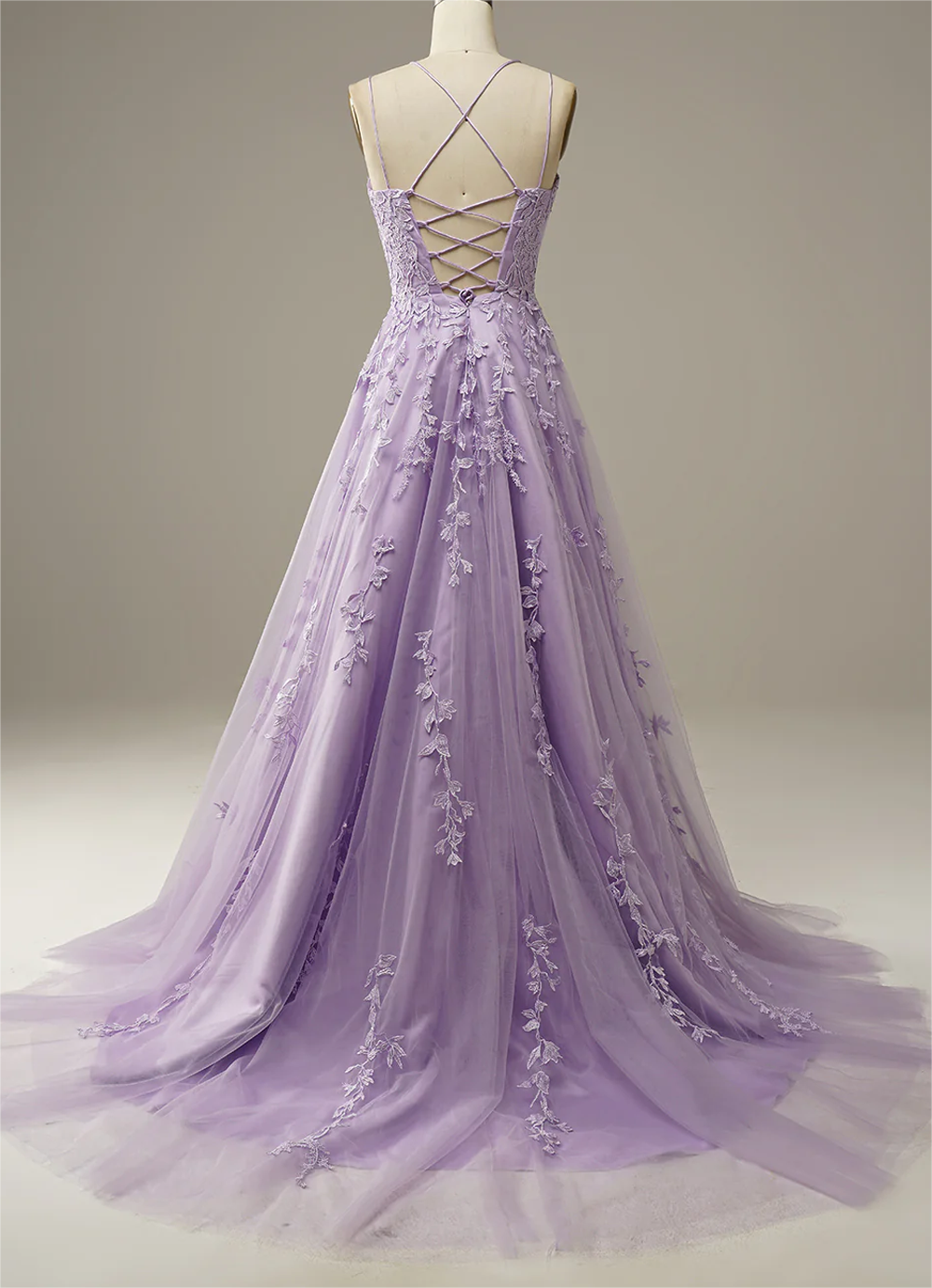 Women Tulle Appliques Prom Dress Long Spaghetti Straps Evening Gowns Princess Formal Party Dress YPD748