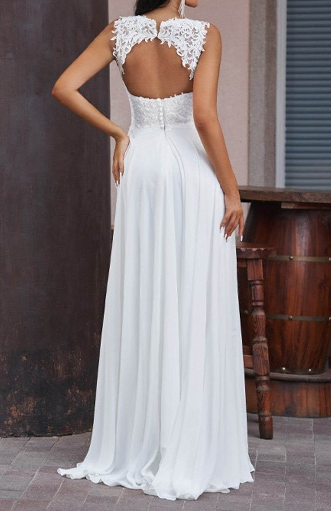Women Lace Appliques Wedding Dresses Long V-Neck Bridal Gowns YWD116