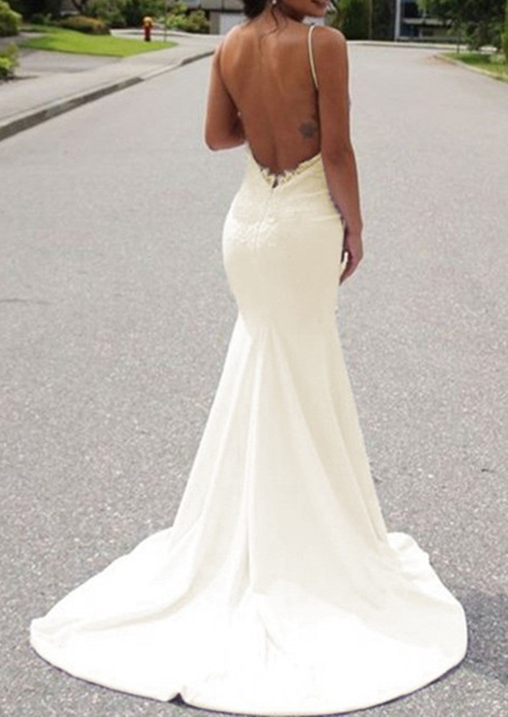 Women Mermaid Lace Wedding Dresses Long V-Neck Bridal Gowns YWD153